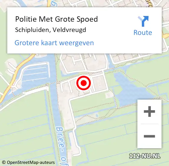 Locatie op kaart van de 112 melding: Politie Met Grote Spoed Naar Schipluiden, Veldvreugd op 16 februari 2024 21:11