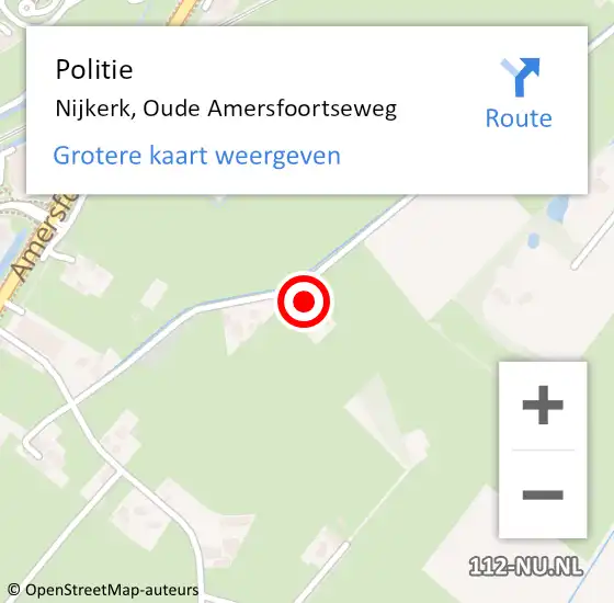 Locatie op kaart van de 112 melding: Politie Nijkerk, Oude Amersfoortseweg op 16 februari 2024 21:24