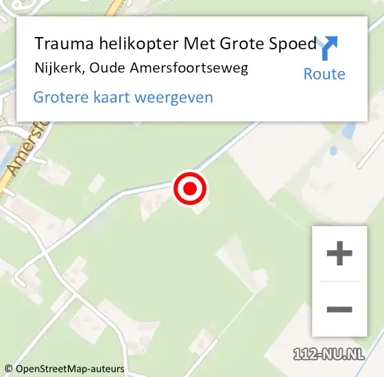 Locatie op kaart van de 112 melding: Trauma helikopter Met Grote Spoed Naar Nijkerk, Oude Amersfoortseweg op 16 februari 2024 21:29