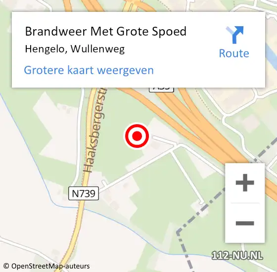 Locatie op kaart van de 112 melding: Brandweer Met Grote Spoed Naar Hengelo, Wullenweg op 16 februari 2024 21:38