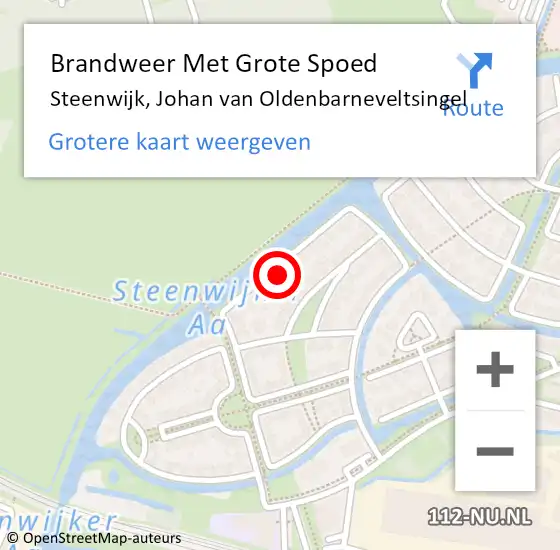 Locatie op kaart van de 112 melding: Brandweer Met Grote Spoed Naar Steenwijk, Johan van Oldenbarneveltsingel op 16 februari 2024 21:42