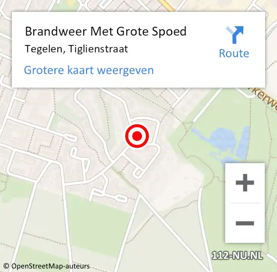 Locatie op kaart van de 112 melding: Brandweer Met Grote Spoed Naar Tegelen, Tiglienstraat op 16 februari 2024 21:48