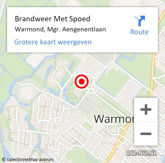 Locatie op kaart van de 112 melding: Brandweer Met Spoed Naar Warmond, Mgr. Aengenentlaan op 16 februari 2024 21:53