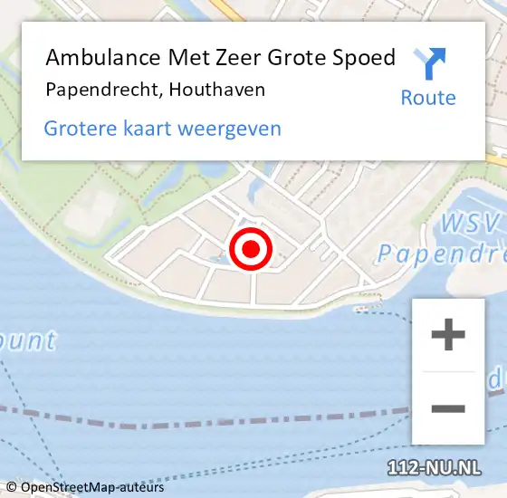 Locatie op kaart van de 112 melding: Ambulance Met Zeer Grote Spoed Naar Papendrecht, Houthaven op 16 februari 2024 22:19