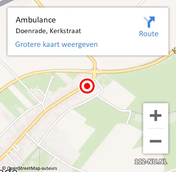 Locatie op kaart van de 112 melding: Ambulance Doenrade, Kerkstraat op 26 september 2014 08:52