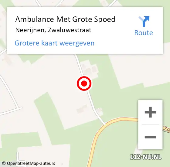 Locatie op kaart van de 112 melding: Ambulance Met Grote Spoed Naar Neerijnen, Zwaluwestraat op 15 oktober 2013 17:18