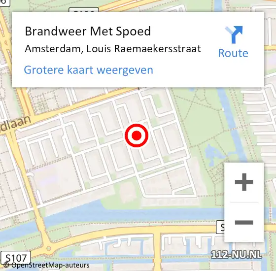 Locatie op kaart van de 112 melding: Brandweer Met Spoed Naar Amsterdam, Louis Raemaekersstraat op 16 februari 2024 22:51