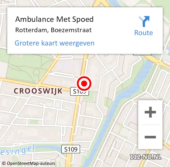 Locatie op kaart van de 112 melding: Ambulance Met Spoed Naar Rotterdam, Boezemstraat op 16 februari 2024 23:30
