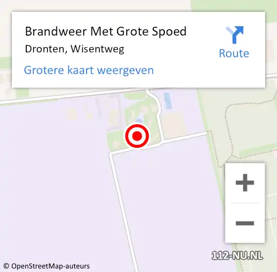 Locatie op kaart van de 112 melding: Brandweer Met Grote Spoed Naar Dronten, Wisentweg op 16 februari 2024 23:38