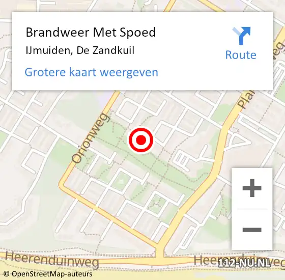 Locatie op kaart van de 112 melding: Brandweer Met Spoed Naar IJmuiden, De Zandkuil op 16 februari 2024 23:54