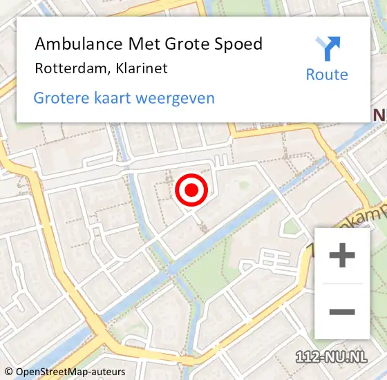 Locatie op kaart van de 112 melding: Ambulance Met Grote Spoed Naar Rotterdam, Klarinet op 16 februari 2024 23:57