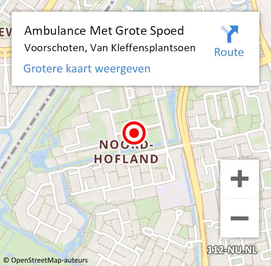 Locatie op kaart van de 112 melding: Ambulance Met Grote Spoed Naar Voorschoten, Van Kleffensplantsoen op 17 februari 2024 00:07