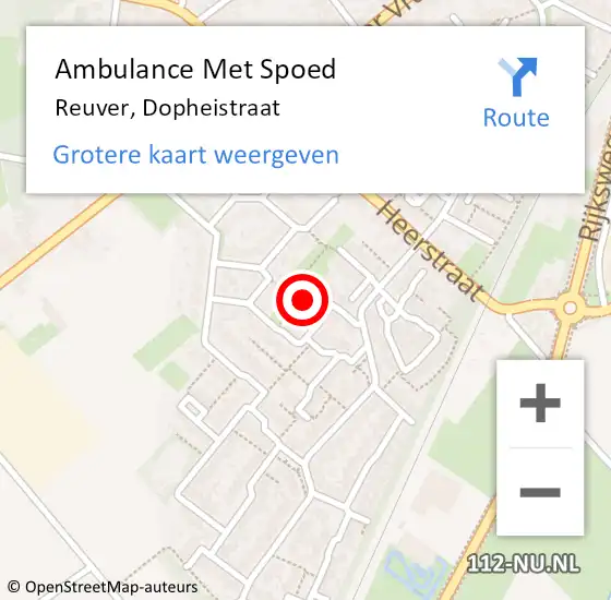 Locatie op kaart van de 112 melding: Ambulance Met Spoed Naar Reuver, Dopheistraat op 17 februari 2024 00:41