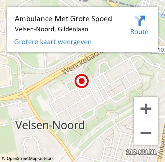 Locatie op kaart van de 112 melding: Ambulance Met Grote Spoed Naar Velsen-Noord, Gildenlaan op 17 februari 2024 00:58