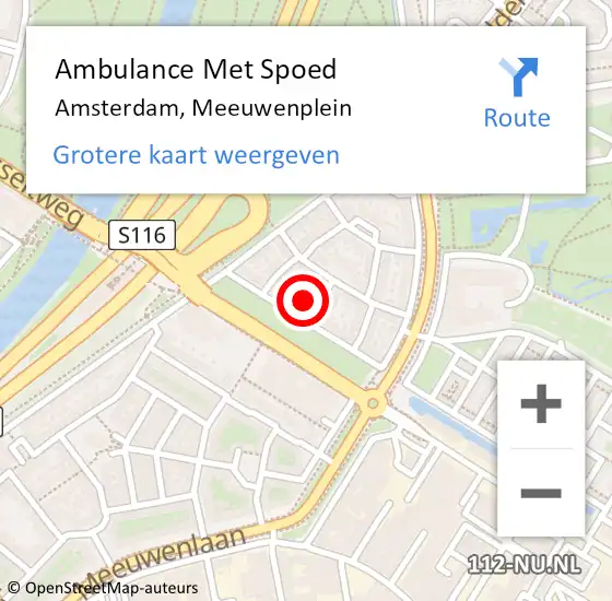 Locatie op kaart van de 112 melding: Ambulance Met Spoed Naar Amsterdam, Meeuwenplein op 17 februari 2024 00:59