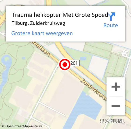 Locatie op kaart van de 112 melding: Trauma helikopter Met Grote Spoed Naar Tilburg, Zuiderkruisweg op 17 februari 2024 01:42