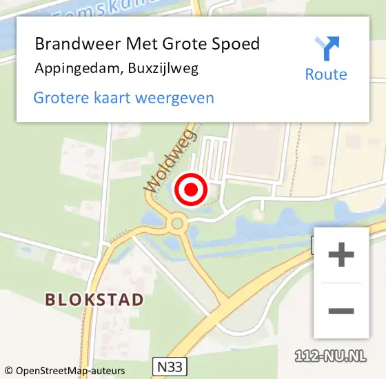 Locatie op kaart van de 112 melding: Brandweer Met Grote Spoed Naar Appingedam, Buxzijlweg op 17 februari 2024 01:55
