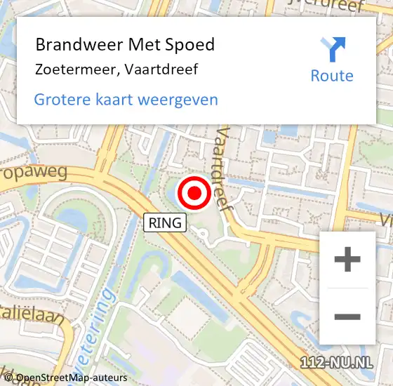 Locatie op kaart van de 112 melding: Brandweer Met Spoed Naar Zoetermeer, Vaartdreef op 17 februari 2024 02:05