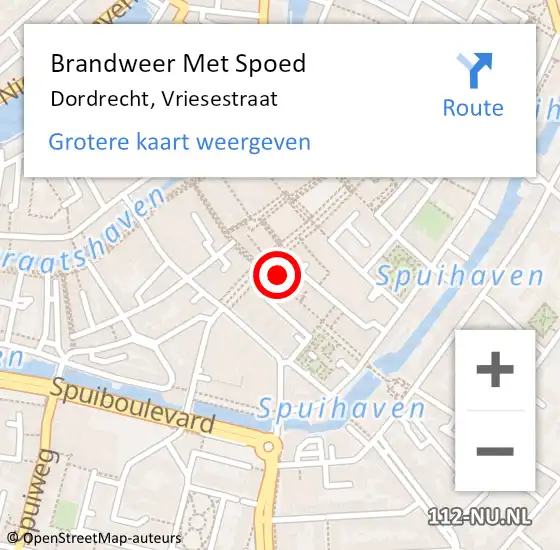 Locatie op kaart van de 112 melding: Brandweer Met Spoed Naar Dordrecht, Vriesestraat op 17 februari 2024 02:56