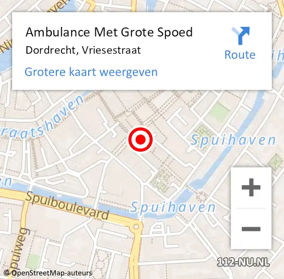 Locatie op kaart van de 112 melding: Ambulance Met Grote Spoed Naar Dordrecht, Vriesestraat op 17 februari 2024 03:04