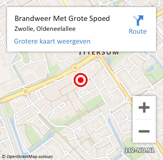 Locatie op kaart van de 112 melding: Brandweer Met Grote Spoed Naar Zwolle, Oldeneelallee op 17 februari 2024 03:30
