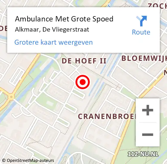 Locatie op kaart van de 112 melding: Ambulance Met Grote Spoed Naar Alkmaar, De Vliegerstraat op 17 februari 2024 04:19