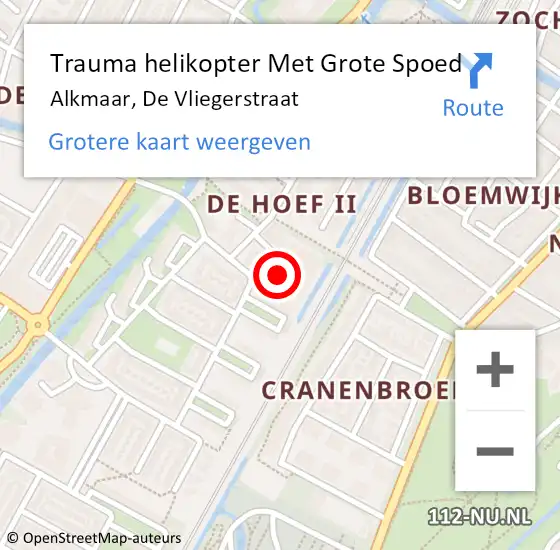 Locatie op kaart van de 112 melding: Trauma helikopter Met Grote Spoed Naar Alkmaar, De Vliegerstraat op 17 februari 2024 04:22