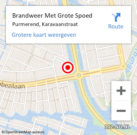 Locatie op kaart van de 112 melding: Brandweer Met Grote Spoed Naar Purmerend, Karavaanstraat op 17 februari 2024 05:20