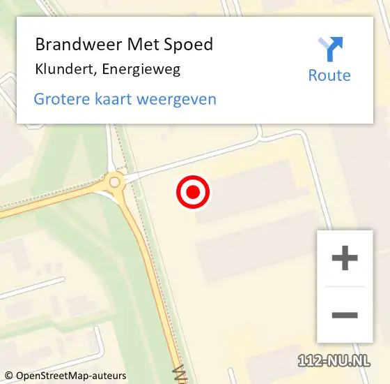 Locatie op kaart van de 112 melding: Brandweer Met Spoed Naar Klundert, Energieweg op 17 februari 2024 06:28