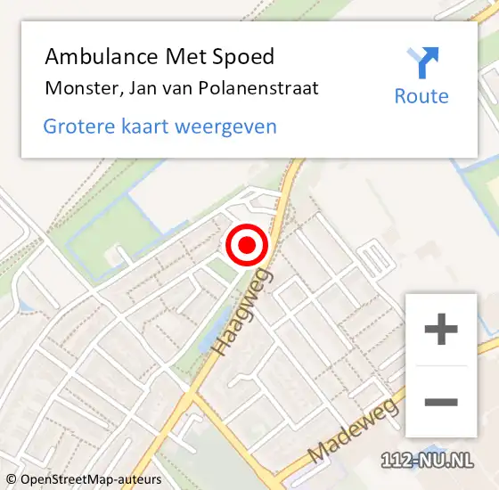 Locatie op kaart van de 112 melding: Ambulance Met Spoed Naar Monster, Jan van Polanenstraat op 17 februari 2024 06:40