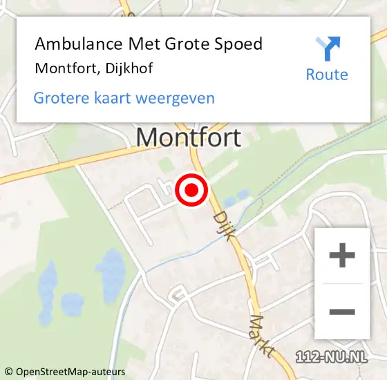 Locatie op kaart van de 112 melding: Ambulance Met Grote Spoed Naar Montfort, Dijkhof op 17 februari 2024 07:25