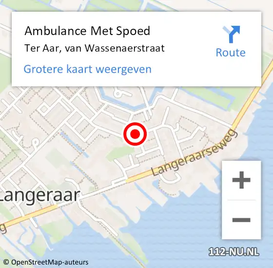 Locatie op kaart van de 112 melding: Ambulance Met Spoed Naar Ter Aar, van Wassenaerstraat op 17 februari 2024 08:20