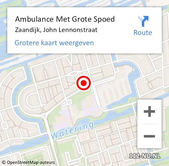 Locatie op kaart van de 112 melding: Ambulance Met Grote Spoed Naar Zaandijk, John Lennonstraat op 17 februari 2024 08:24