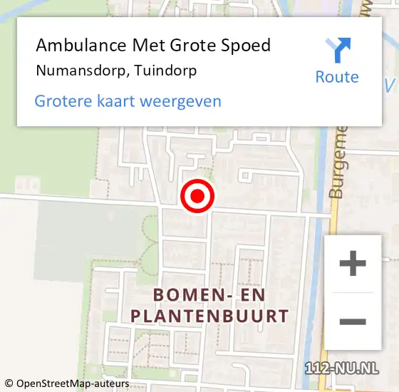 Locatie op kaart van de 112 melding: Ambulance Met Grote Spoed Naar Numansdorp, Tuindorp op 17 februari 2024 09:00