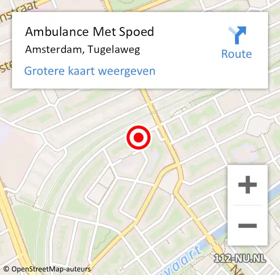 Locatie op kaart van de 112 melding: Ambulance Met Spoed Naar Amsterdam, Tugelaweg op 17 februari 2024 09:02