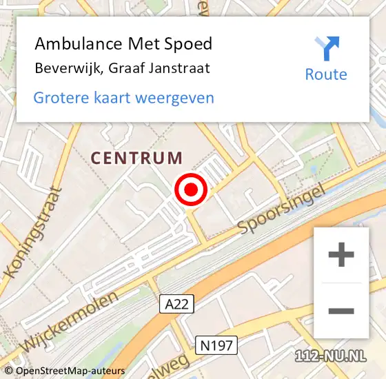 Locatie op kaart van de 112 melding: Ambulance Met Spoed Naar Beverwijk, Graaf Janstraat op 17 februari 2024 09:03