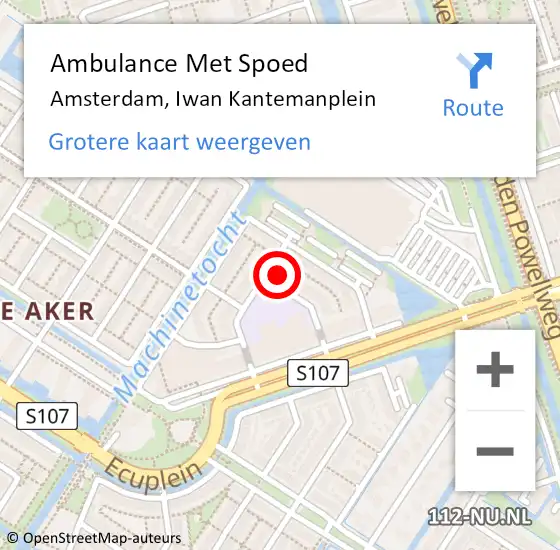 Locatie op kaart van de 112 melding: Ambulance Met Spoed Naar Amsterdam, Iwan Kantemanplein op 17 februari 2024 09:46