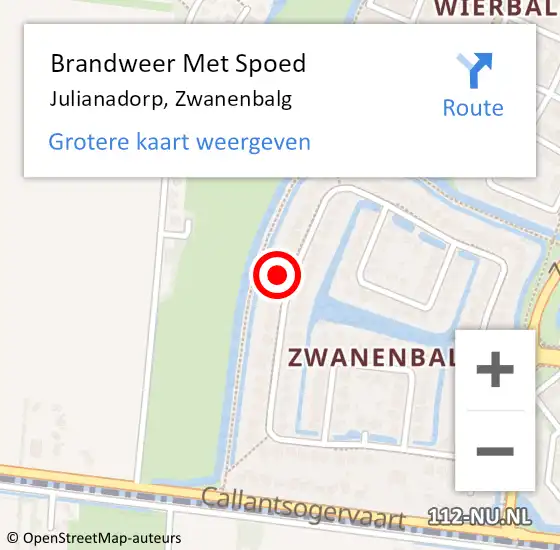 Locatie op kaart van de 112 melding: Brandweer Met Spoed Naar Julianadorp, Zwanenbalg op 17 februari 2024 10:05