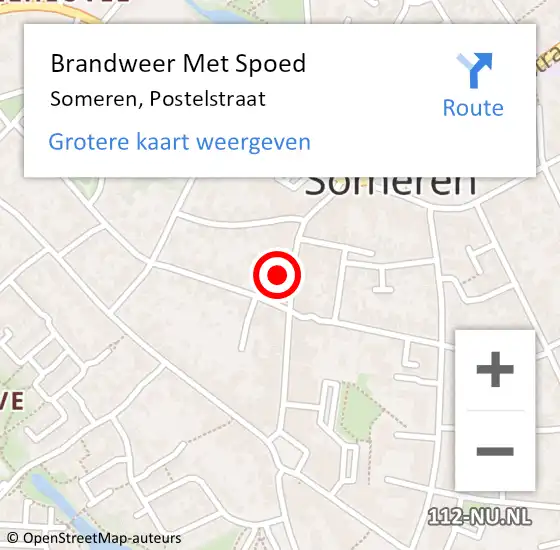 Locatie op kaart van de 112 melding: Brandweer Met Spoed Naar Someren, Postelstraat op 17 februari 2024 10:12