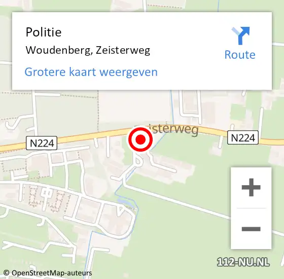 Locatie op kaart van de 112 melding: Politie Woudenberg, Zeisterweg op 17 februari 2024 10:15