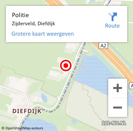 Locatie op kaart van de 112 melding: Politie Zijderveld, Diefdijk op 17 februari 2024 10:59