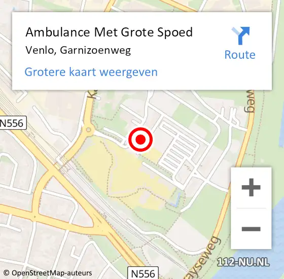 Locatie op kaart van de 112 melding: Ambulance Met Grote Spoed Naar Venlo, Garnizoenweg op 17 februari 2024 11:10