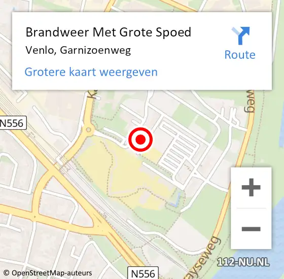 Locatie op kaart van de 112 melding: Brandweer Met Grote Spoed Naar Venlo, Garnizoenweg op 17 februari 2024 11:13