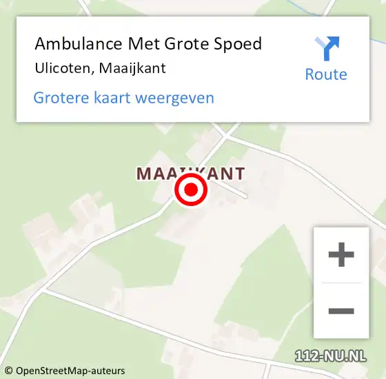 Locatie op kaart van de 112 melding: Ambulance Met Grote Spoed Naar Ulicoten, Maaijkant op 15 oktober 2013 17:20