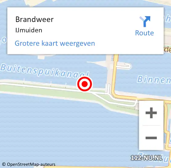 Locatie op kaart van de 112 melding: Brandweer IJmuiden op 17 februari 2024 11:49