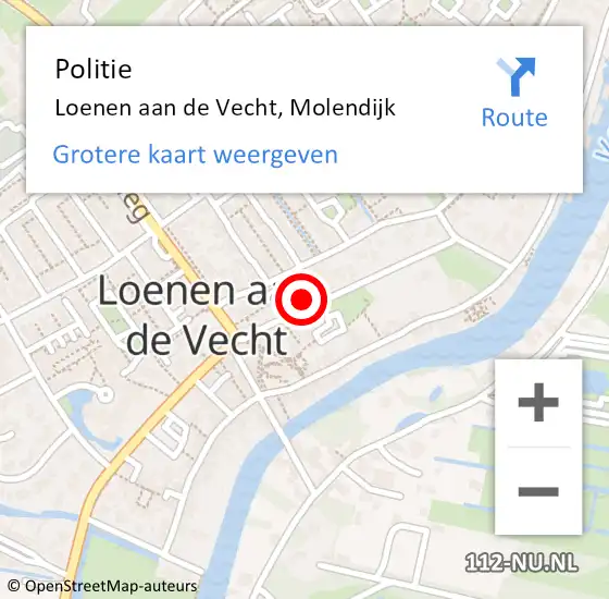 Locatie op kaart van de 112 melding: Politie Loenen aan de Vecht, Molendijk op 17 februari 2024 12:01