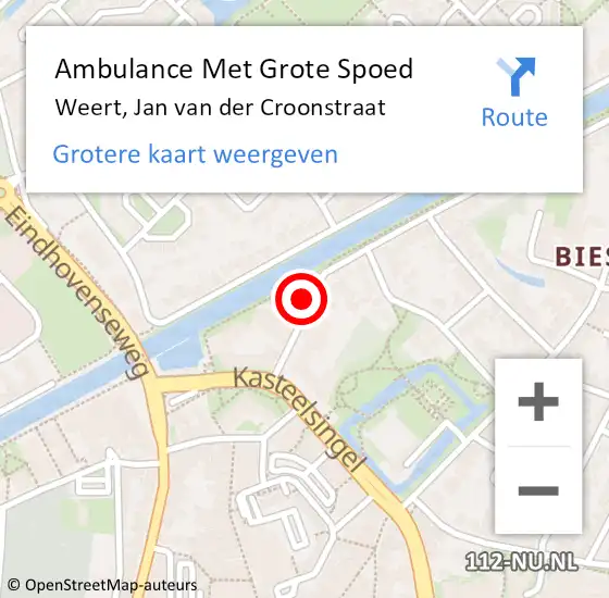 Locatie op kaart van de 112 melding: Ambulance Met Grote Spoed Naar Weert, Jan van der Croonstraat op 17 februari 2024 12:30