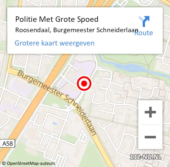 Locatie op kaart van de 112 melding: Politie Met Grote Spoed Naar Roosendaal, Burgemeester Schneiderlaan op 17 februari 2024 12:38