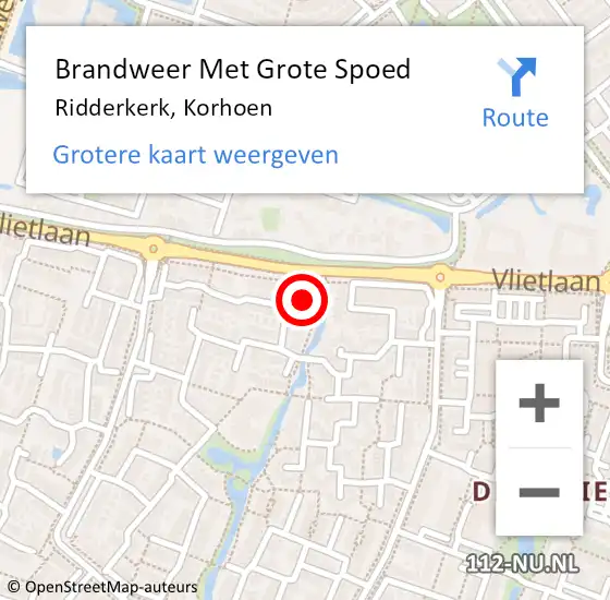 Locatie op kaart van de 112 melding: Brandweer Met Grote Spoed Naar Ridderkerk, Korhoen op 17 februari 2024 12:41