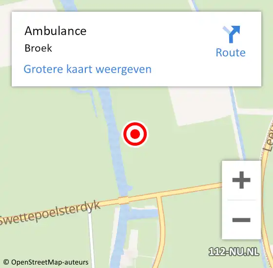 Locatie op kaart van de 112 melding: Ambulance Broek op 17 februari 2024 13:11